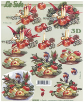 Christmas Fruit, Candles And Robin - 8215257