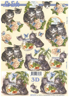 Kittens With Flower And Gold Fish - 8215274