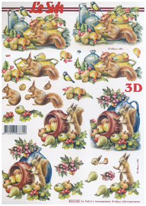 Squirrels apples holly and berries A4 Sheet - 8215561