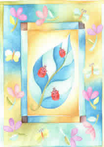 Ladybirds on leaf Pack of 6 Prints Size 10 x 8 - 835