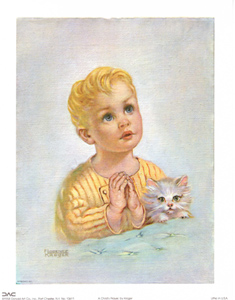 Little Boy Saying Prays with kitten Pack of 6 Prints Size 8 x 6 - 872
