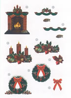 Christmas Fireplace Candle And Wreathes Diecuts - 9431