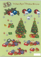 Christmas Baubles ,Tree and Present Silver Foiled Diecuts - 9500