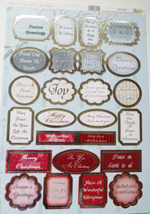 Die Cut Winter Sparkles Greetings edged in silver - AC306