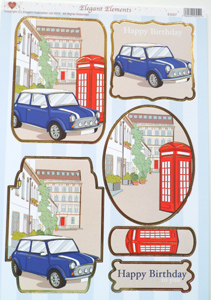 Diecut The Mini Car Topper with a Gold Border - ACE1007
