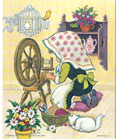 Teri Tot Girl At The Spinning Wheel 5 x 4 - C0010