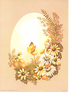 Butterfly with Framed flowers Oval Size 8 x 6 - C0242