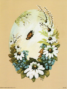 Framed Oval Floral With Butterfly 11127 Print Size 8 x 6 - C0244