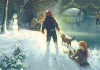 Winter Snow Sleigh Ride image Size 3 1/2" x 2 1/2" Great for making a great Christmas Card - C0604