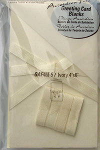 Pack 5 4 x 6 ivory Accordion Fold Cards with envelopes & Ribbons - GAF46I-5