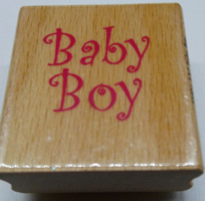 Rubber Stamp Baby Boy Wooden Block Size 1.5" x 1.5"approx - RS37