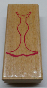 Rubber Stamp Dress Wooden Block Size 2.5" x 0.75" approx - RS6