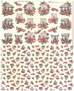 Christamas Baubles and Candles 3 small designs with Background Paper - X256