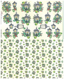 Christmas Lanterns 3 small designs with Background Paper - X257
