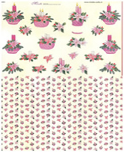 Christmas candles and florals 3 small designs with Background Paper - X261