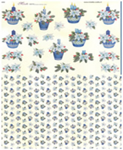 Christmas Florals and candle 3 small designs with Background Paper - X262