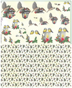 Birds at Christmas 3 small designs with Background Paper - X265