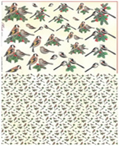 Birds At Christmas 3 small designs with Background Paper - X266