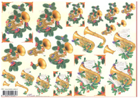 Step by Steps 4 designs Christmas Musical Instruments And Berries - X354